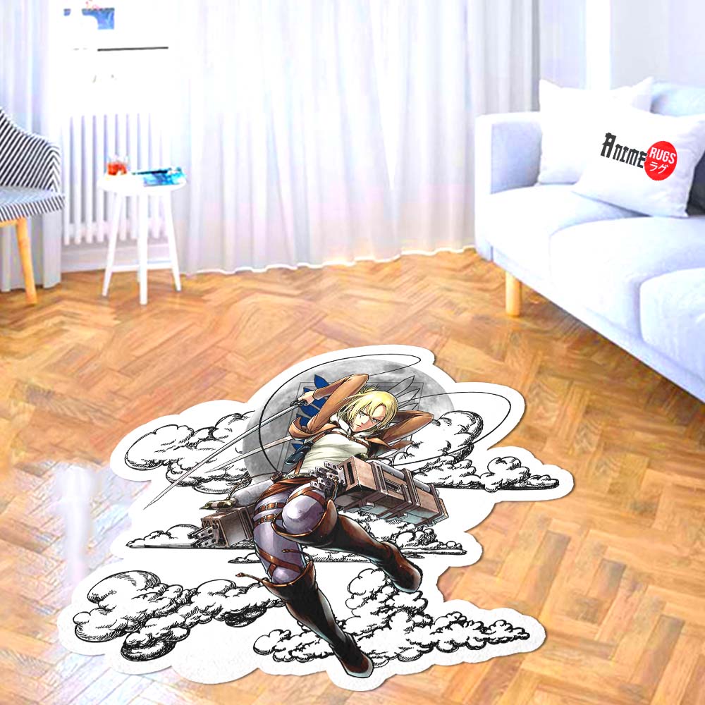 Annie Leonhart Shaped Rug Custom Moon Clouds Attack On Titan Anime Room Decor-Animerugs