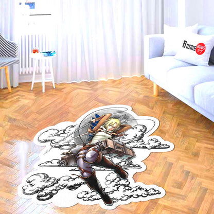 Annie Leonhart Shaped Rug Custom Moon Clouds Attack On Titan Anime Room Decor-Animerugs