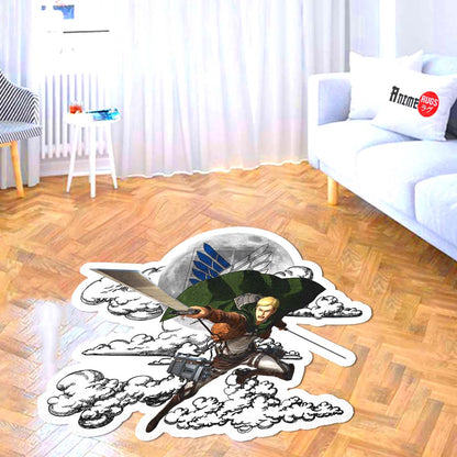 Erwin Smith Shaped Rug Custom Moon Clouds Attack On Titan Anime Room Decor-Animerugs