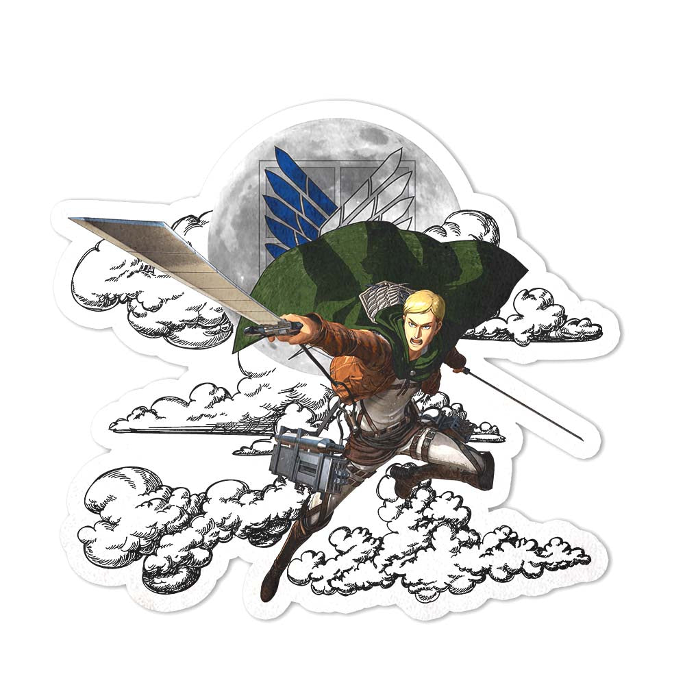 Erwin Smith Shaped Rug Custom Moon Clouds Attack On Titan Anime Room Decor-Animerugs