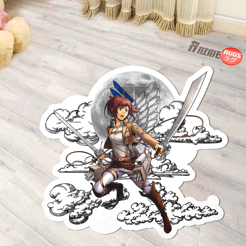 Sasha Blouse Shaped Rug Custom Moon Clouds Attack On Titan Anime Room Decor-Animerugs