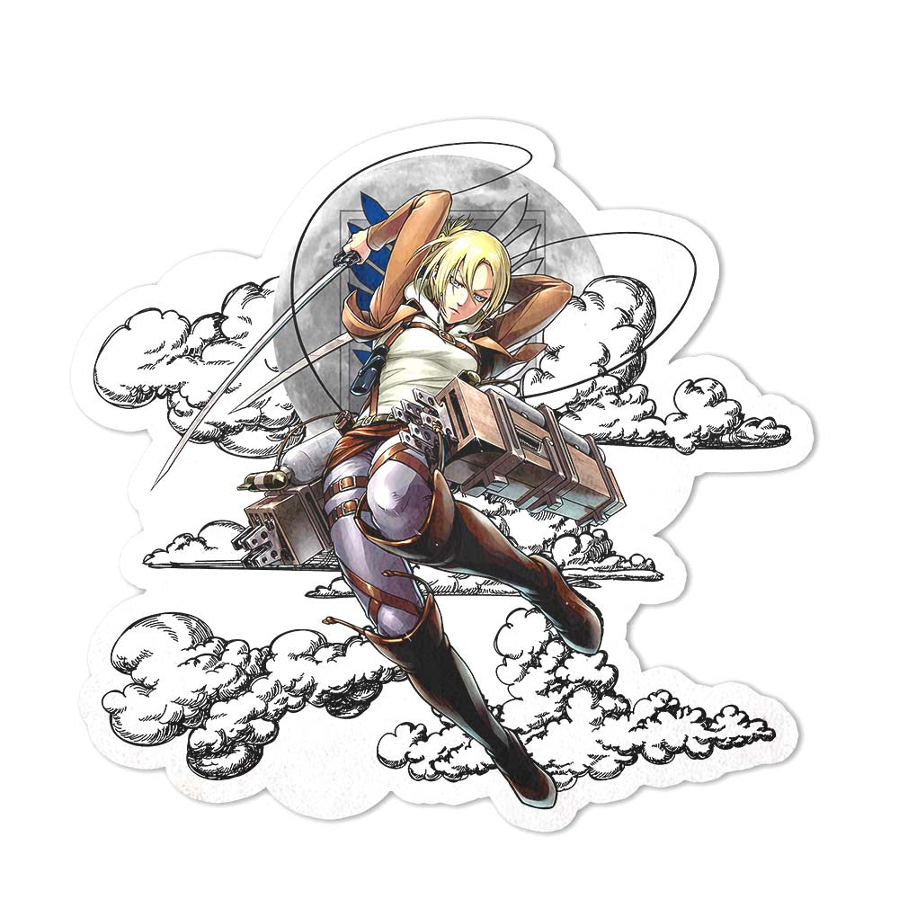 Annie Leonhart Shaped Rug Custom Moon Clouds Attack On Titan Anime Room Decor-Animerugs