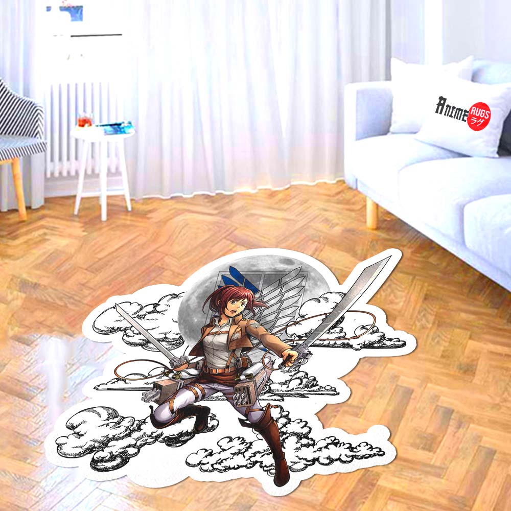 Sasha Blouse Shaped Rug Custom Moon Clouds Attack On Titan Anime Room Decor-Animerugs