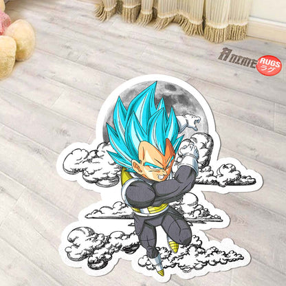 Vegeta Blue Shaped Rug Custom Moon Clouds Dragon Ball Anime Room Decor-Animerugs