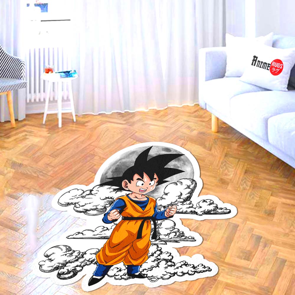Goten Shaped Rug Custom Moon Clouds Dragon Ball Anime Room Decor-Animerugs
