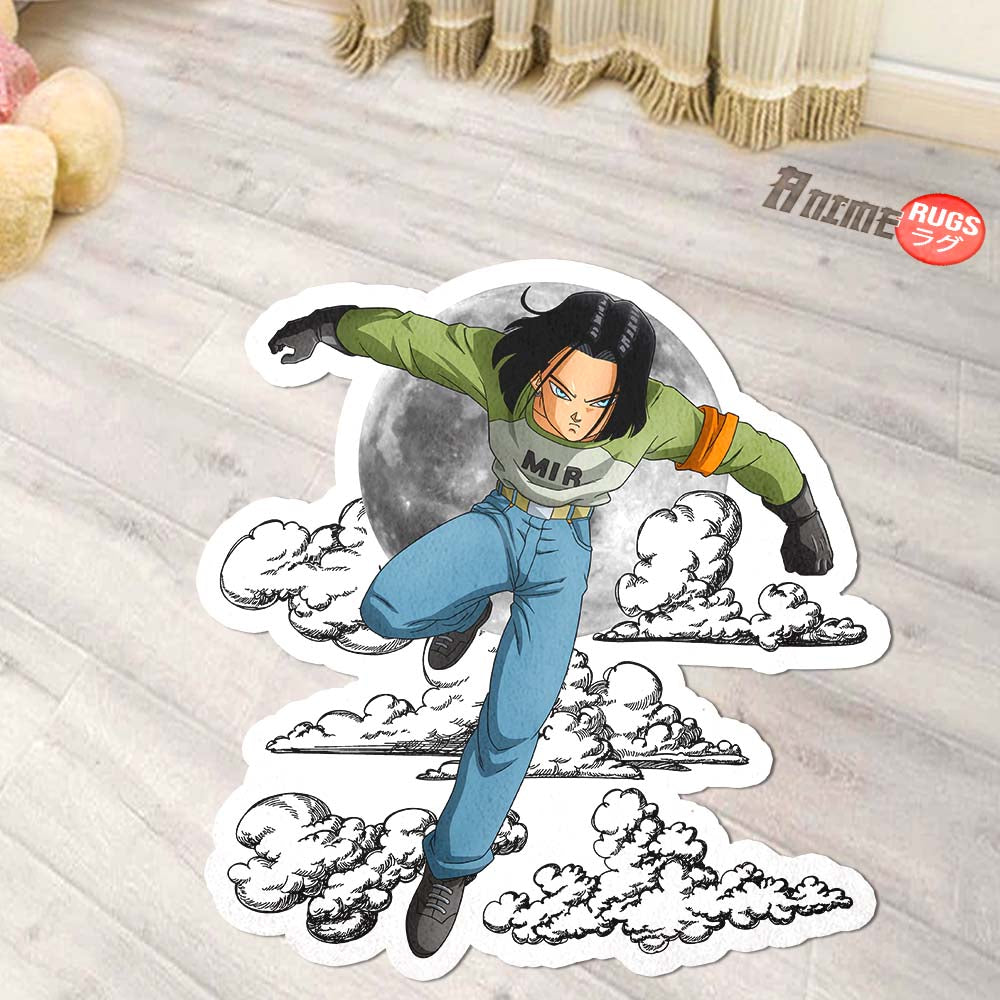 Android 17 Shaped Rug Custom Moon Clouds Dragon Ball Anime Room Decor-Animerugs