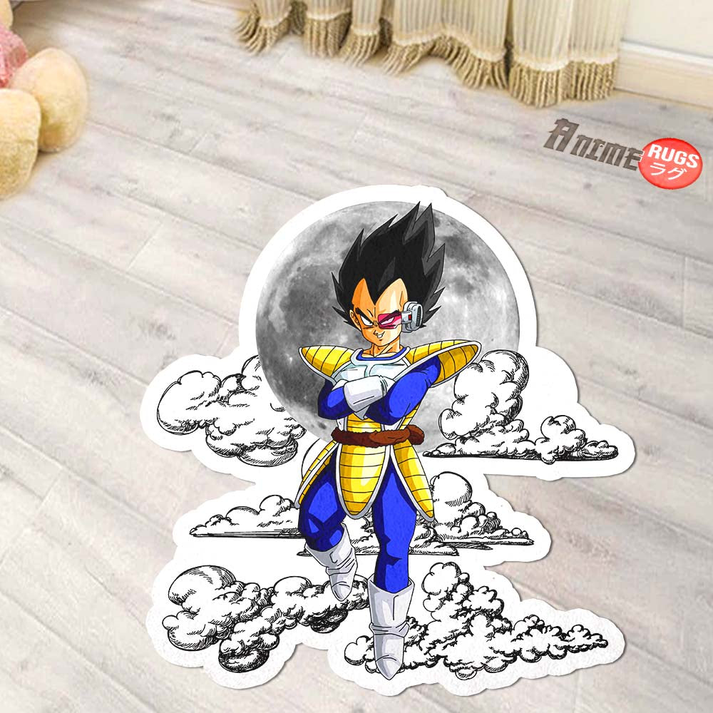 Vegeta Shaped Rug Custom Moon Clouds Dragon Ball Anime Room Decor-Animerugs