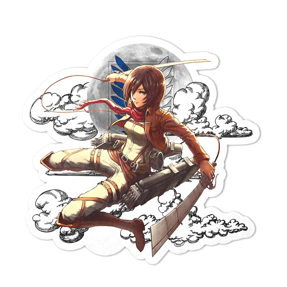 Mikasa Ackerman Shaped Rug Custom Moon Clouds Attack On Titan Anime Room Decor-Animerugs