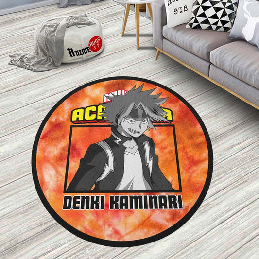 Denki Kaminari Round Rug Custom Tie Dye Style My Hero Academia Anime Circle Carpet-Animerugs