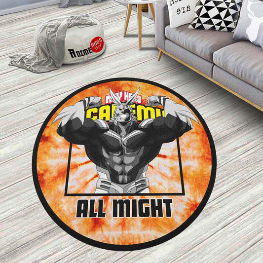 All Might Round Rug Custom Tie Dye Style My Hero Academia Anime Circle Carpet-Animerugs
