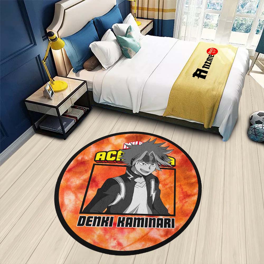 Denki Kaminari Round Rug Custom Tie Dye Style My Hero Academia Anime Circle Carpet-Animerugs