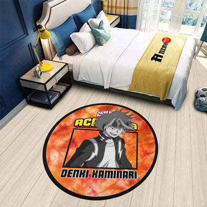 Denki Kaminari Round Rug Custom Tie Dye Style My Hero Academia Anime Circle Carpet-Animerugs