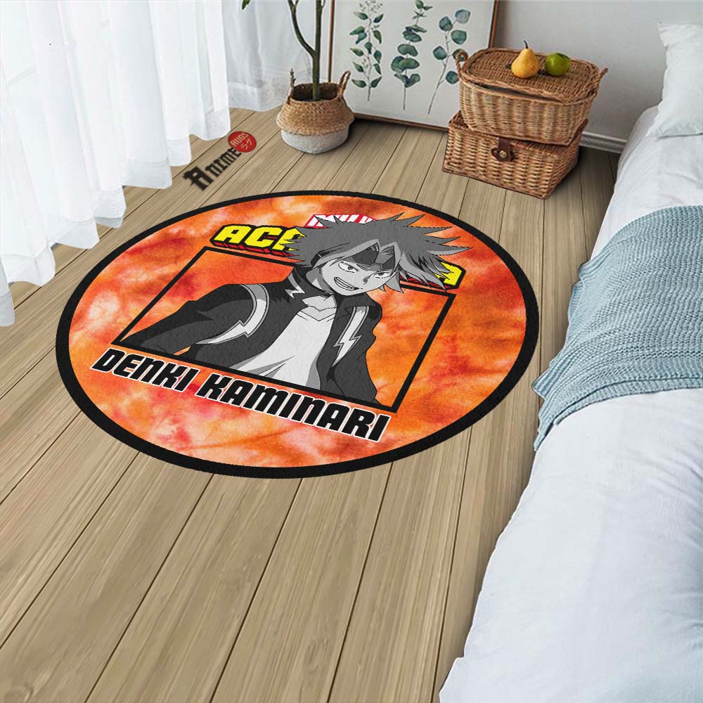 Denki Kaminari Round Rug Custom Tie Dye Style My Hero Academia Anime Circle Carpet-Animerugs