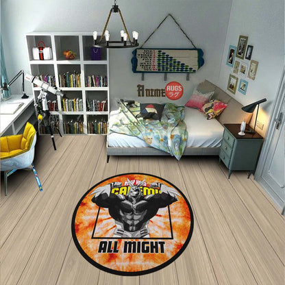 All Might Round Rug Custom Tie Dye Style My Hero Academia Anime Circle Carpet-Animerugs
