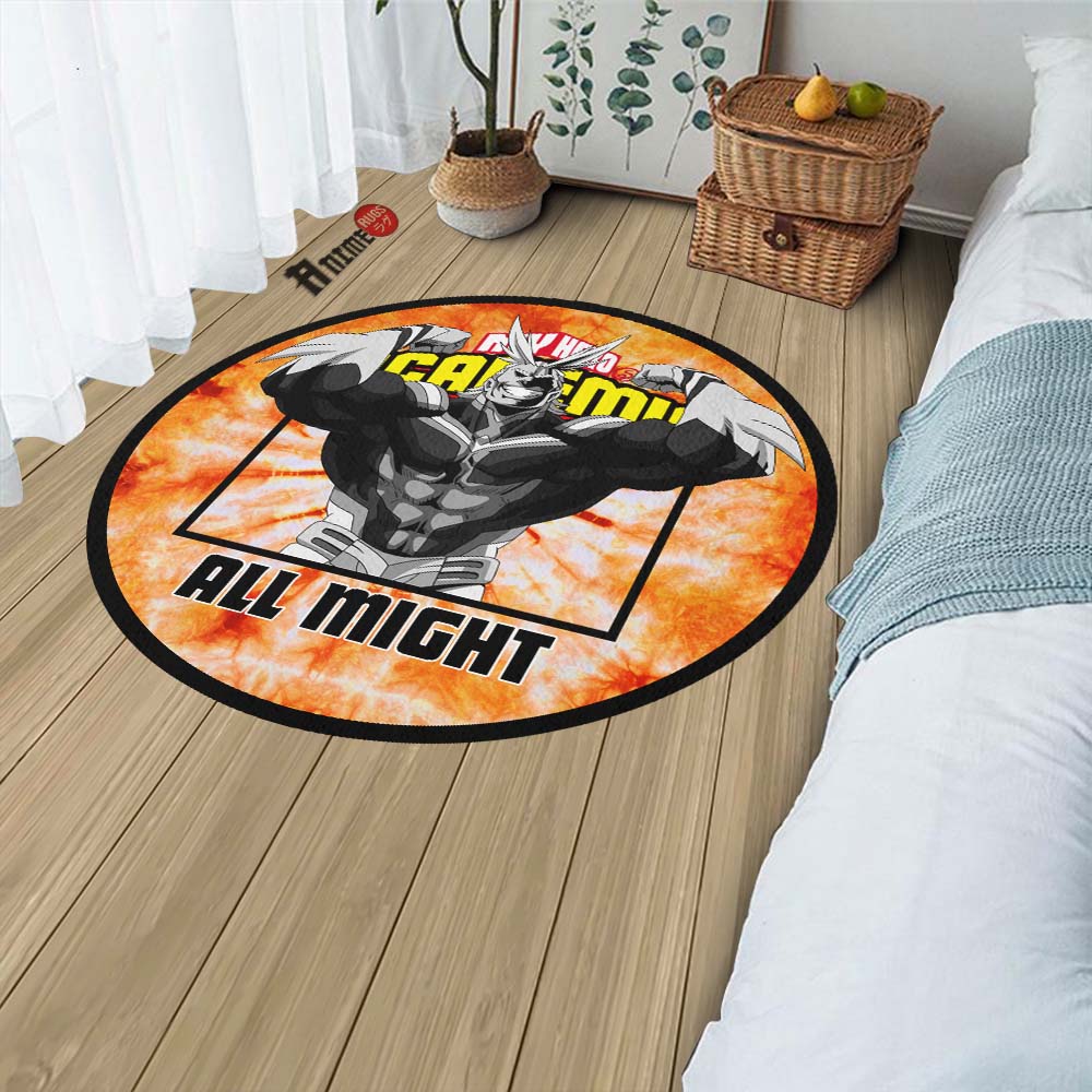 All Might Round Rug Custom Tie Dye Style My Hero Academia Anime Circle Carpet-Animerugs