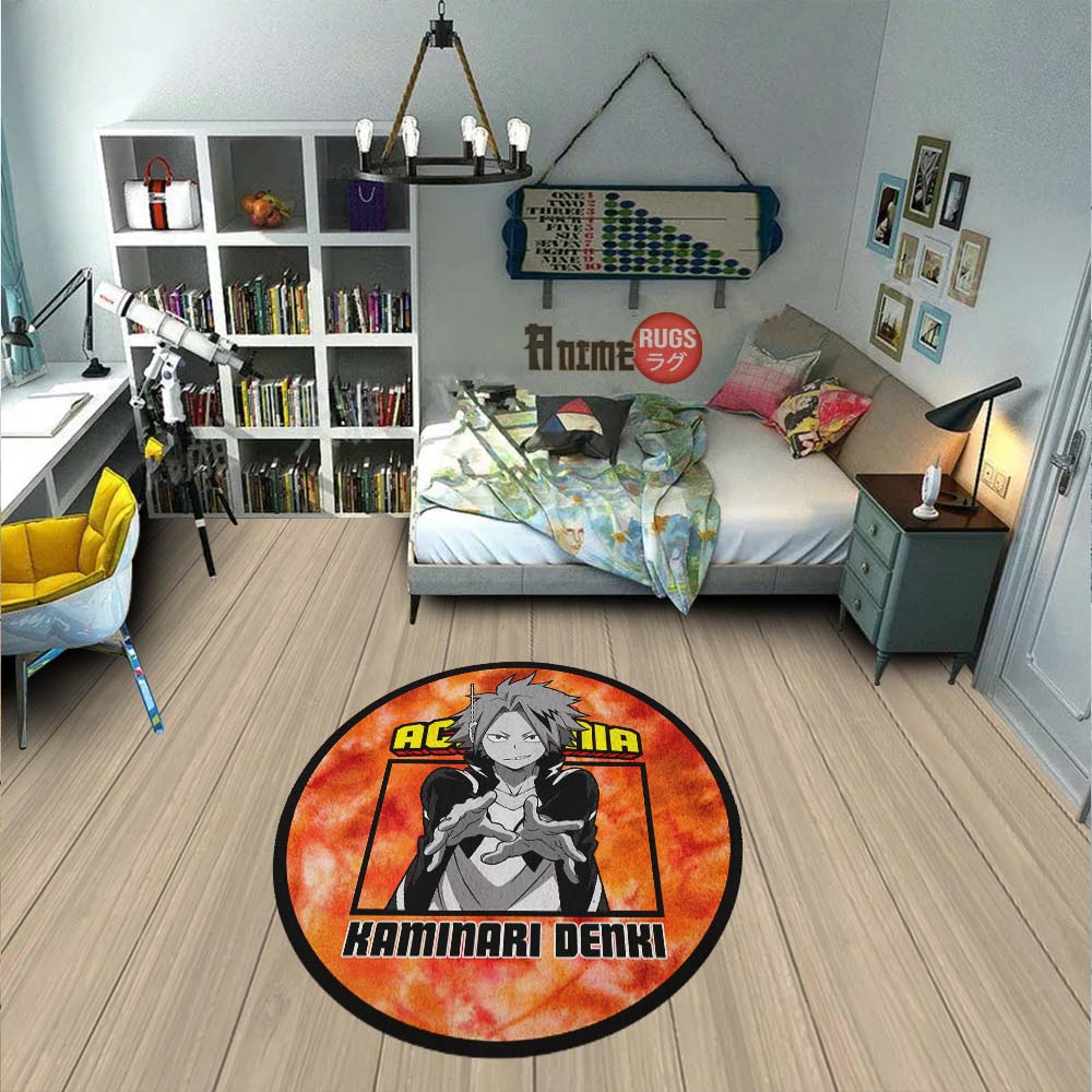 Kaminari Denki Round Rug Custom Tie Dye Style My Hero Academia Anime Circle Carpet-Animerugs