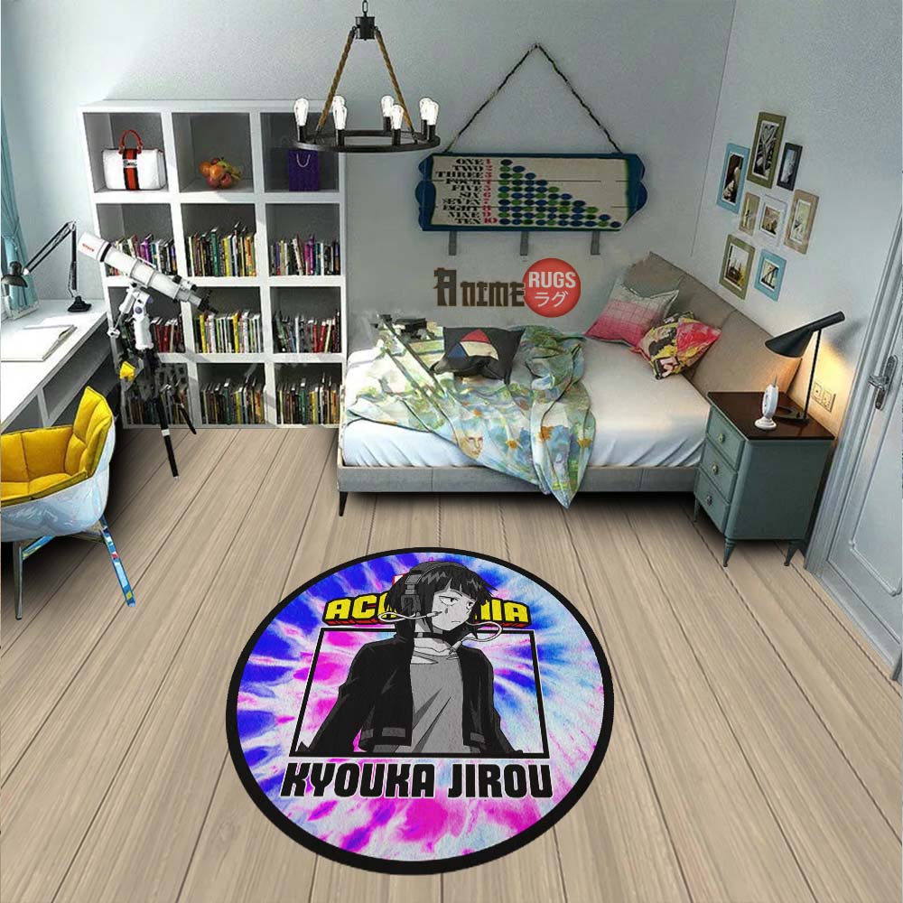 Kyouka Jirou Round Rug Custom Tie Dye Style My Hero Academia Anime Circle Carpet-Animerugs
