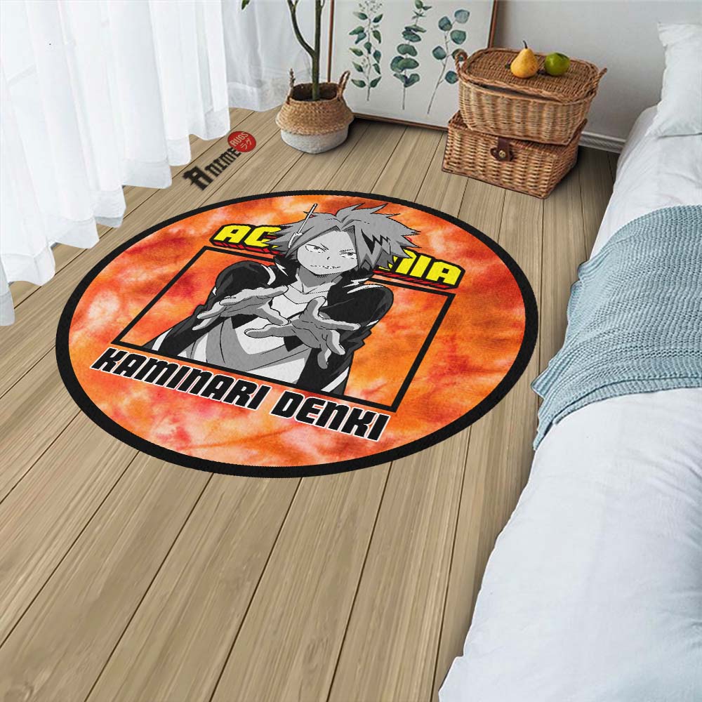 Kaminari Denki Round Rug Custom Tie Dye Style My Hero Academia Anime Circle Carpet-Animerugs