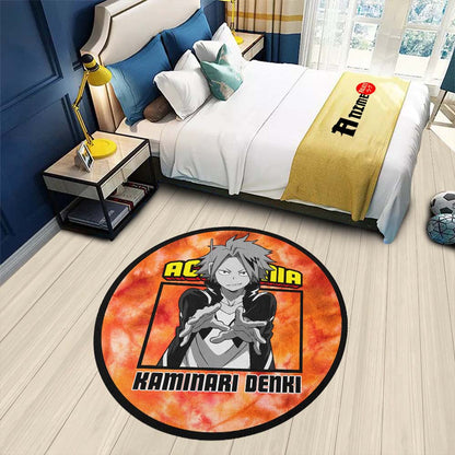 Kaminari Denki Round Rug Custom Tie Dye Style My Hero Academia Anime Circle Carpet-Animerugs