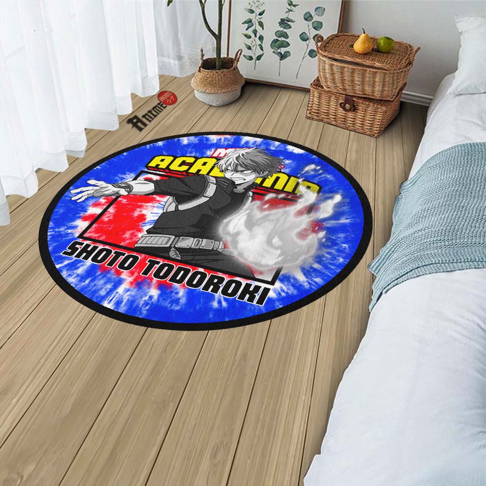 Shoto Todoroki Round Rug Custom Tie Dye Style My Hero Academia Anime Circle Carpet-Animerugs
