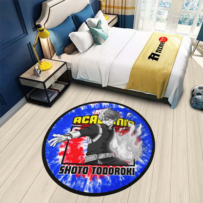 Shoto Todoroki Round Rug Custom Tie Dye Style My Hero Academia Anime Circle Carpet-Animerugs
