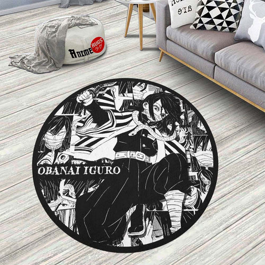 Obanai Iguro Manga Round Rug Custom Demon Slayer Anime Circle Carpet-Animerugs