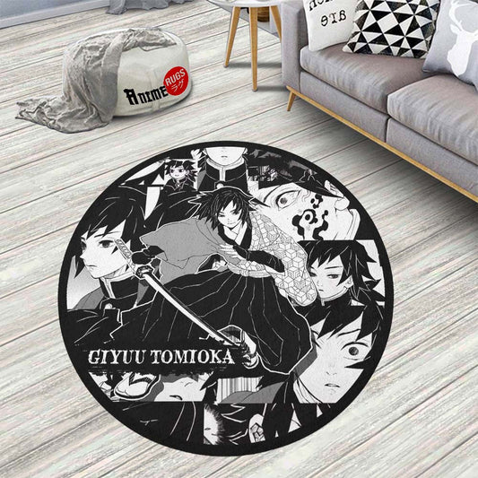 Giyuu Tomioka Manga Round Rug Custom Demon Slayer Anime Circle Carpet-Animerugs