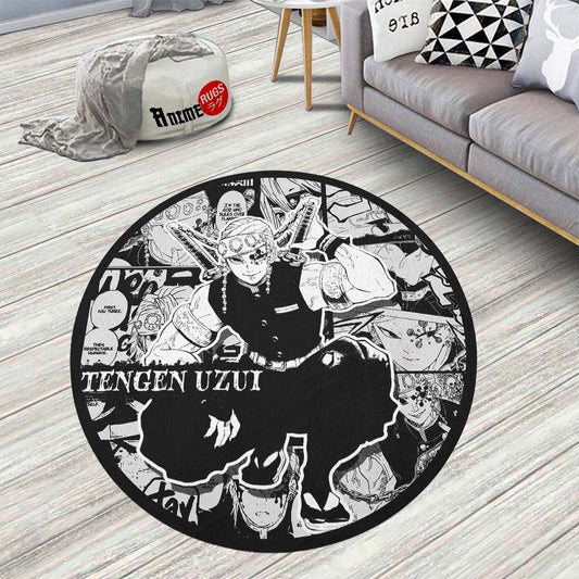 Tengen Uzui Manga Round Rug Custom Demon Slayer Anime Circle Carpet-Animerugs