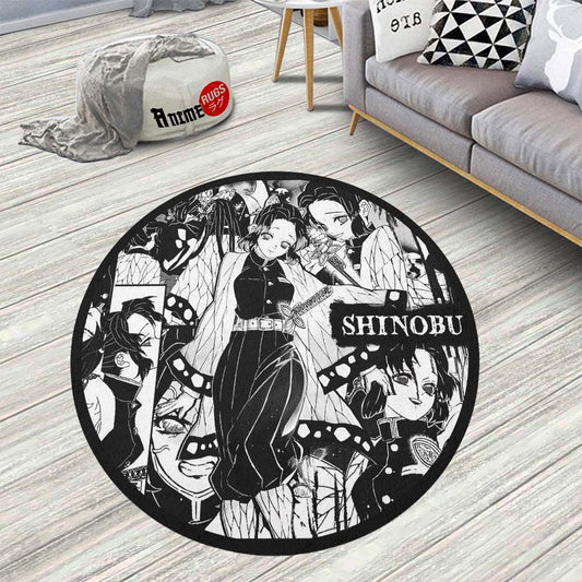 Shinobu Kochou Manga Round Rug Custom Demon Slayer Anime Circle Carpet-Animerugs