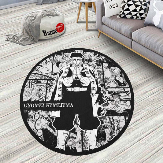 Gyomei Himejima Manga Round Rug Custom Demon Slayer Anime Circle Carpet-Animerugs