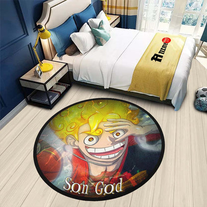 Luffy Gear 5 Round Rug Custom One Piece Anime Circle Carpet-Animerugs