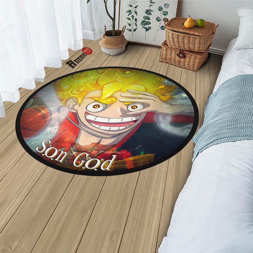 Luffy Gear 5 Round Rug Custom One Piece Anime Circle Carpet-Animerugs