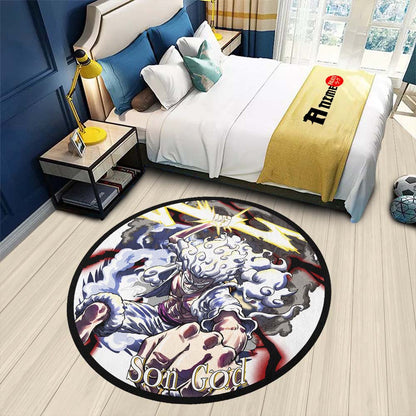 Luffy Nika Round Rug Custom One Piece Anime Circle Carpet-Animerugs