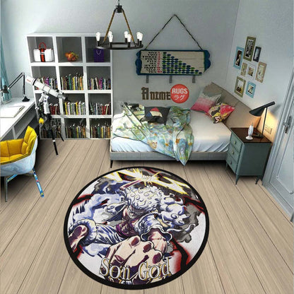 Luffy Nika Round Rug Custom One Piece Anime Circle Carpet-Animerugs