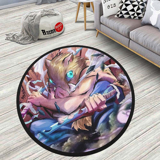 Inosuke Hashibira Round Rug Custom Demon Slayer Anime Circle Carpet-Animerugs