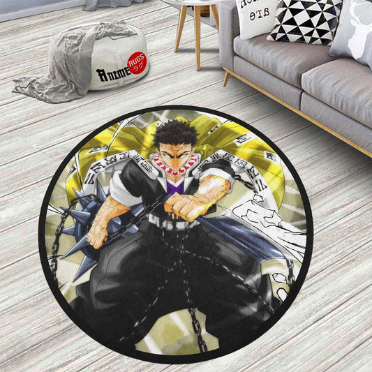 Gyomei Himejima Round Rug Custom Demon Slayer Anime Circle Carpet-Animerugs