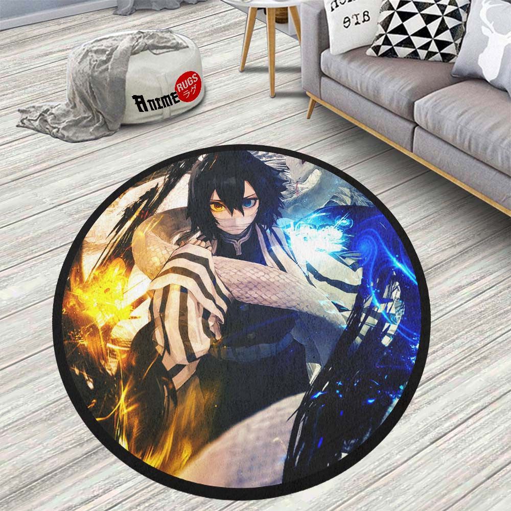 Obanai Iguro Round Rug Custom Demon Slayer Anime Circle Carpet-Animerugs