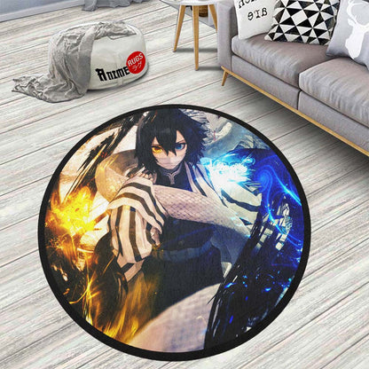 Obanai Iguro Round Rug Custom Demon Slayer Anime Circle Carpet-Animerugs
