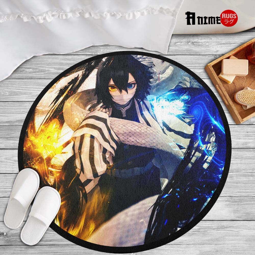 Obanai Iguro Round Rug Custom Demon Slayer Anime Circle Carpet-Animerugs