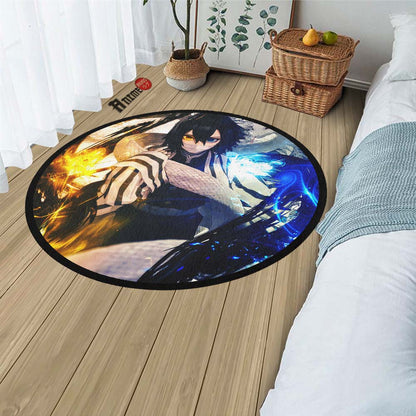 Obanai Iguro Round Rug Custom Demon Slayer Anime Circle Carpet-Animerugs