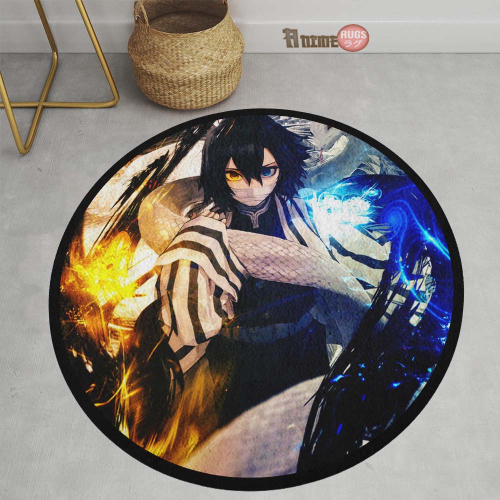 Obanai Iguro Round Rug Custom Demon Slayer Anime Circle Carpet-Animerugs