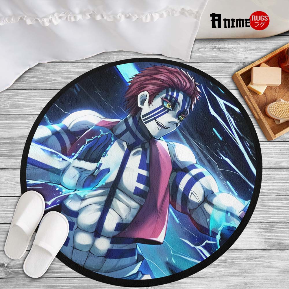 Akaza Round Rug Custom Demon Slayer Anime Circle Carpet-Animerugs