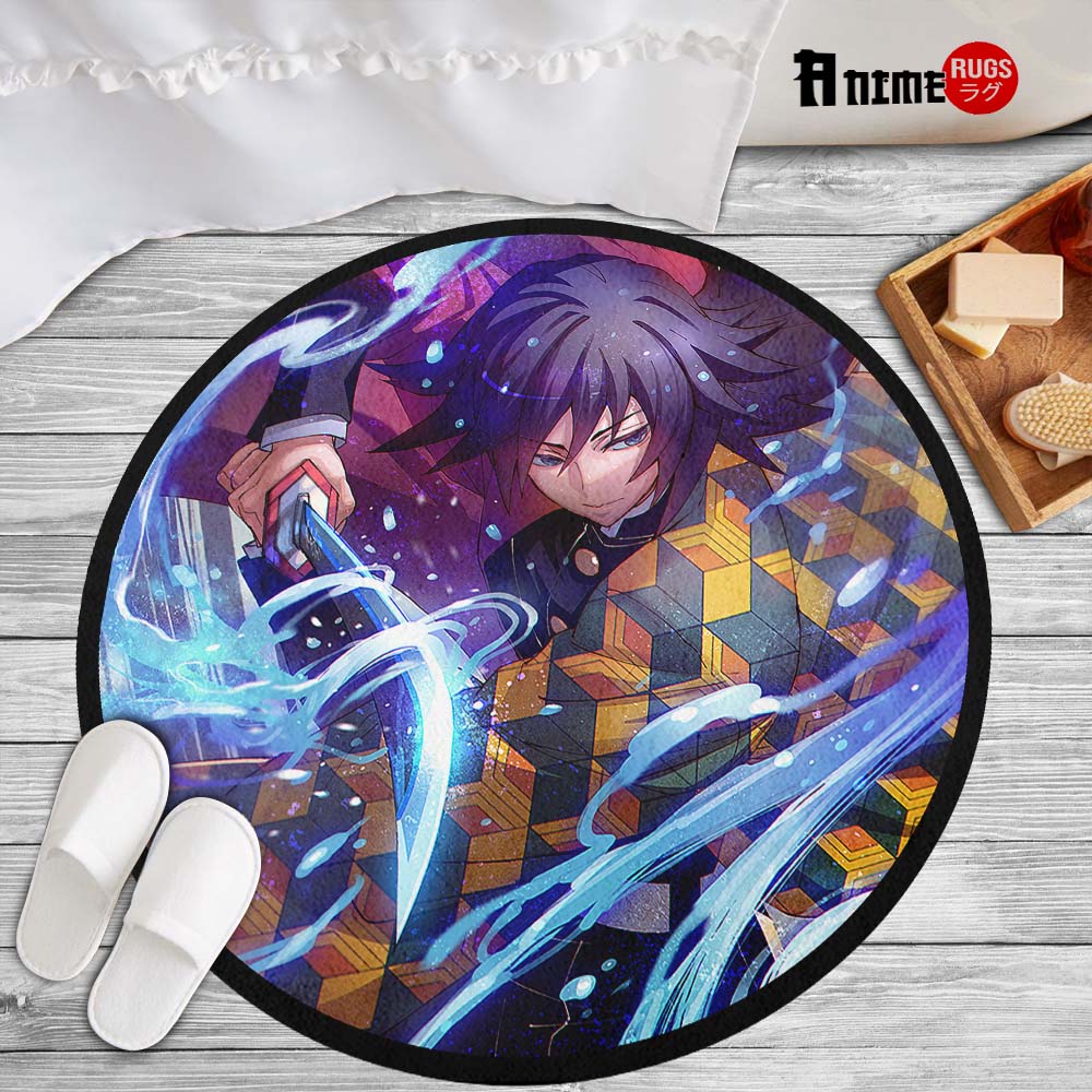 Giyuu Tomioka Round Rug Custom Demon Slayer Anime Circle Carpet-Animerugs