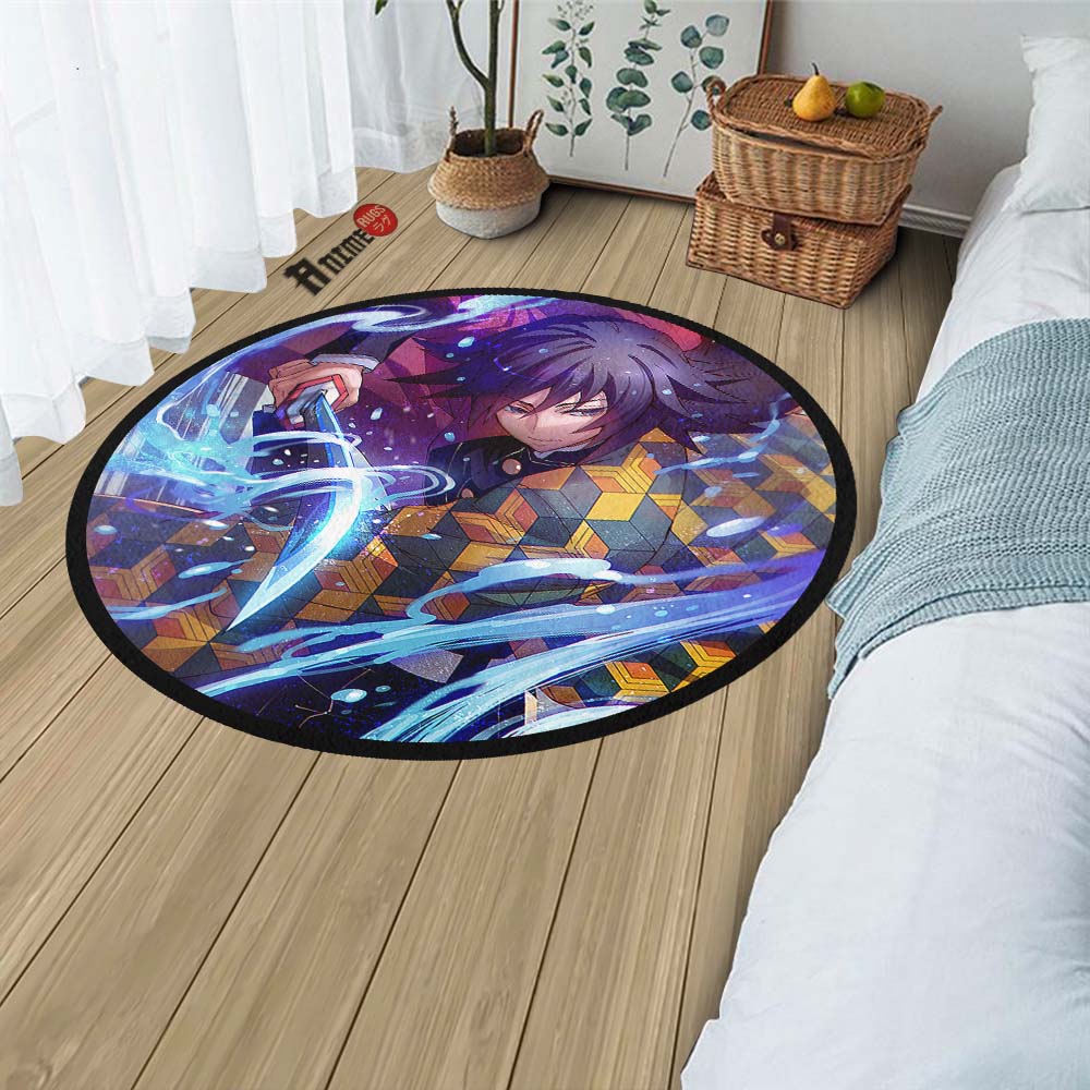 Giyuu Tomioka Round Rug Custom Demon Slayer Anime Circle Carpet-Animerugs