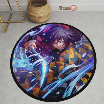 Giyuu Tomioka Round Rug Custom Demon Slayer Anime Circle Carpet-Animerugs