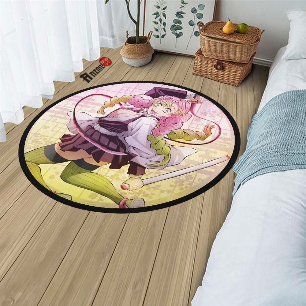 Mitsuri Kanroji Round Rug Custom Demon Slayer Anime Circle Carpet-Animerugs