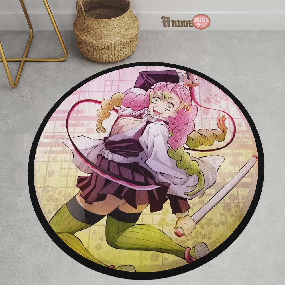 Mitsuri Kanroji Round Rug Custom Demon Slayer Anime Circle Carpet-Animerugs