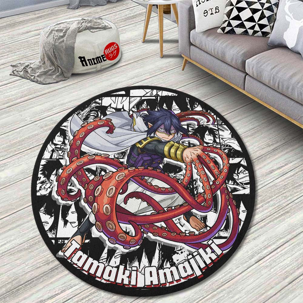 Tamaki Amajiki Manga Mix Round Rug Custom My Hero Academia Anime Circle Carpet-Animerugs