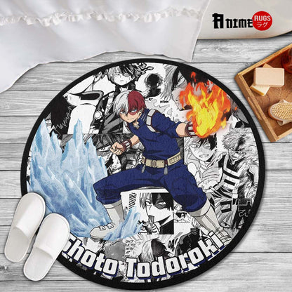 Shoto Todoroki Manga Mix Round Rug Custom My Hero Academia Anime Circle Carpet-Animerugs