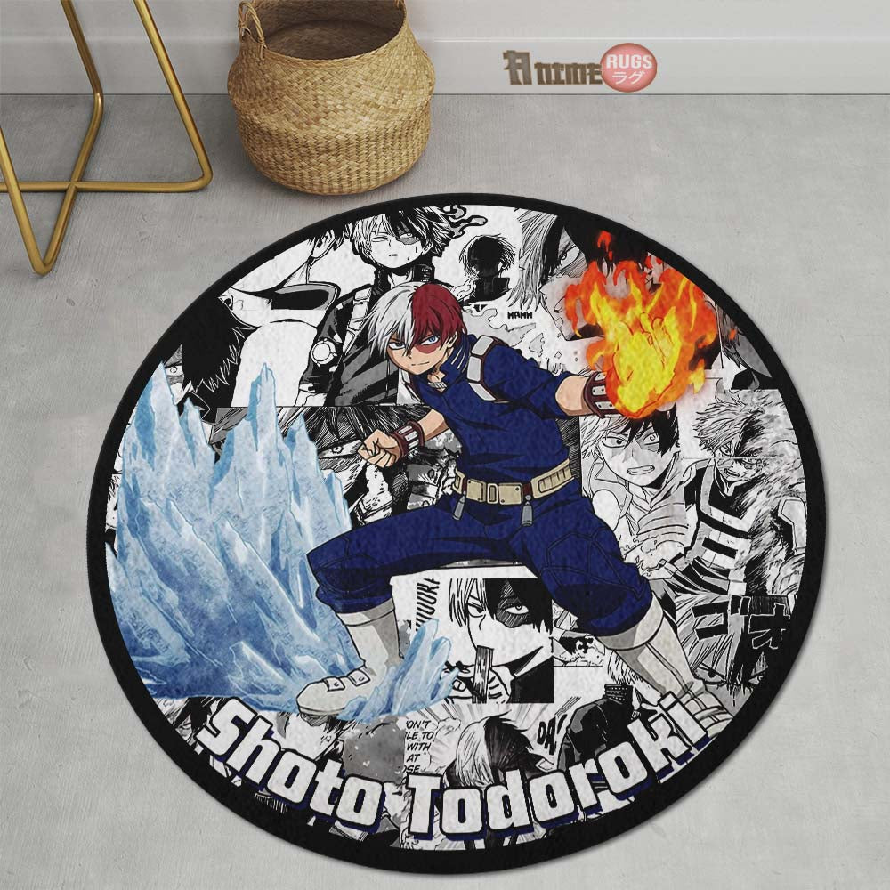 Shoto Todoroki Manga Mix Round Rug Custom My Hero Academia Anime Circle Carpet-Animerugs